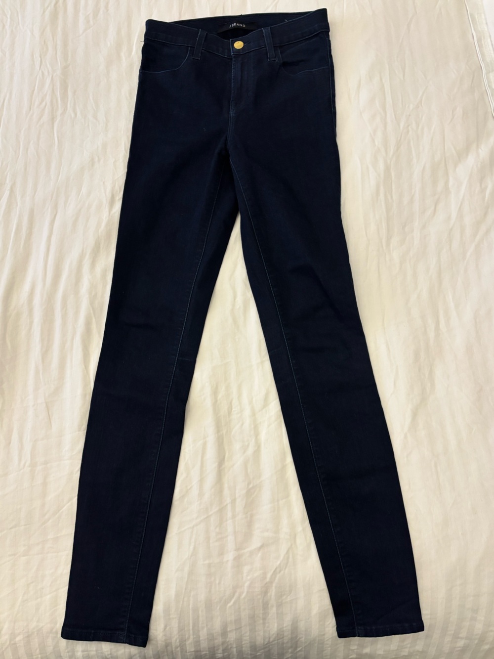 J Brand Size 24 (can fit 25) Maria High Rise Skinny Dark Slim Jeans Gold Button